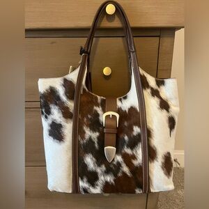 NWT New Cavalcanti Made Italy Cow Animal Hide & Leather Hobo Brooklyn Bag Viral